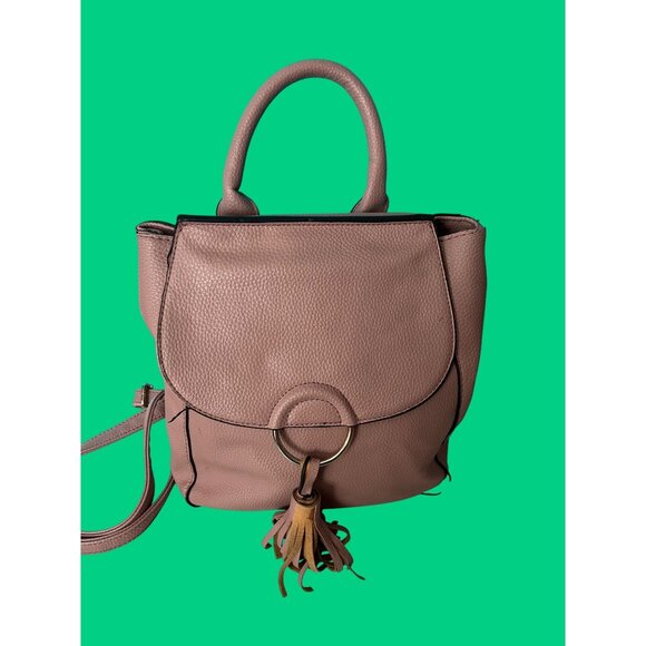 Blush Pink Faux Leather Backpack Purse With Tassel Accent & Ring Detail - Picture 7 of 7